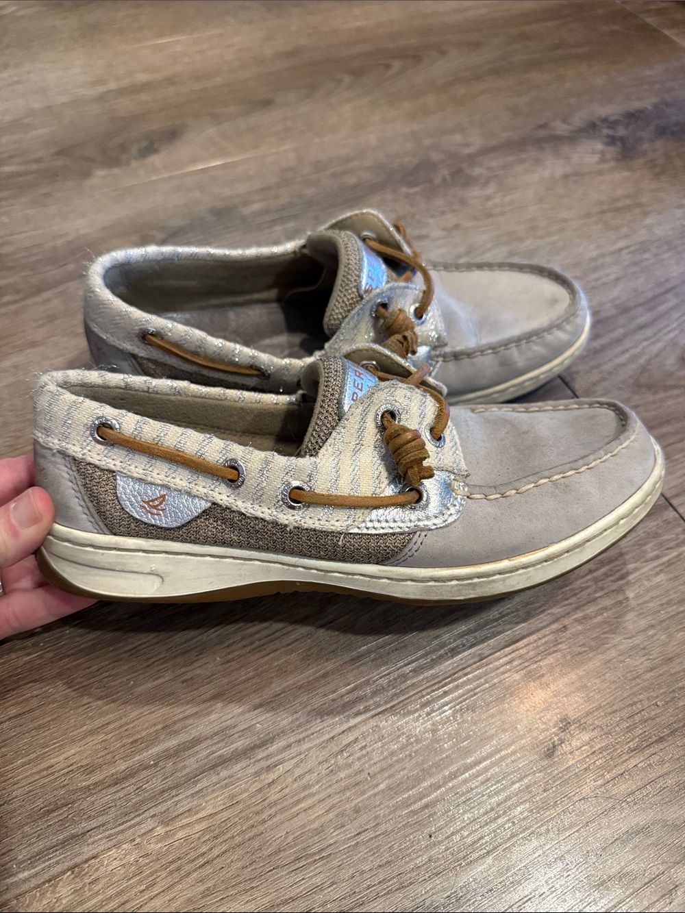 Sperry Top Sider Sliver Gray Angelfish Loafers Size 6.5